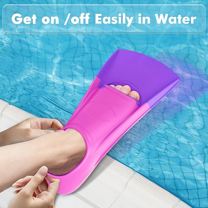 Gintenco Swim Fins, Kids Swim Training Fins for Lap Swimming, Travel Size Flippers with Mesh Bag, Silicone Swimming Fins for Kids Teens Adults Women Men-StrideForce Fitness