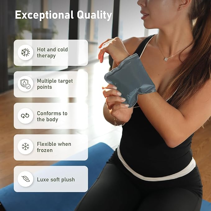 Small Flexible Gel Ice Packs for Injuries Reusable - Soft Hot and Cold Packs for Injuries for Ankle, Hand, Wrist, Head Pain Relief - 5" x 10" - 2PK - Grey-StrideForce Fitness