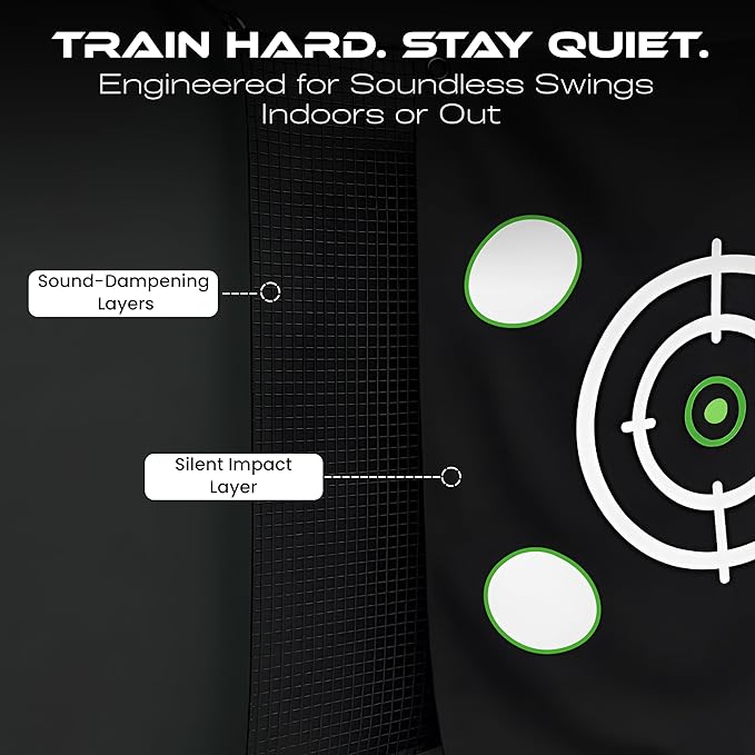 GrdnCare Golf Hitting Net 10x10x10ft – Golf Practice Net with Silent Target Tarp, Mat & Tee with Carry Bag (No Metal Frame) – Indoor Practice for Backyard or Garage & Outdoors-StrideForce Fitness