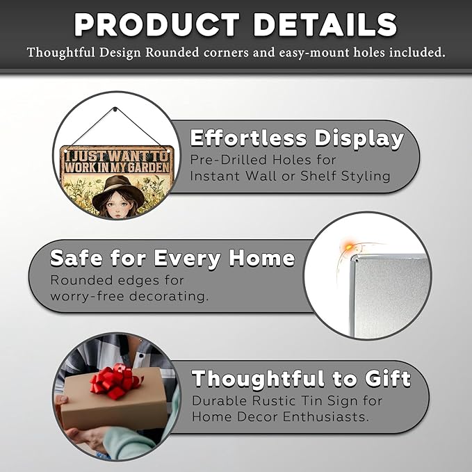 Cat Garden Vintage Tin Sign I Just Want To Work In My Garden and Hang Out With My Cat Retro Metal Tin Sign Sunflower Decor for Home Fence Porch Room Wall Decor Poster 12 * 8inch-StrideForce Fitness