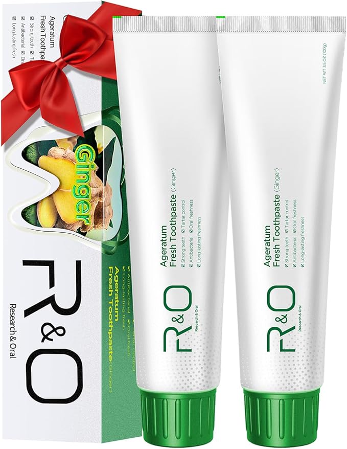 R&O Ginger Mint Fresh Toothpaste - Natural Plaque Removal & Fresh Breath | 3.53oz 2-Pack