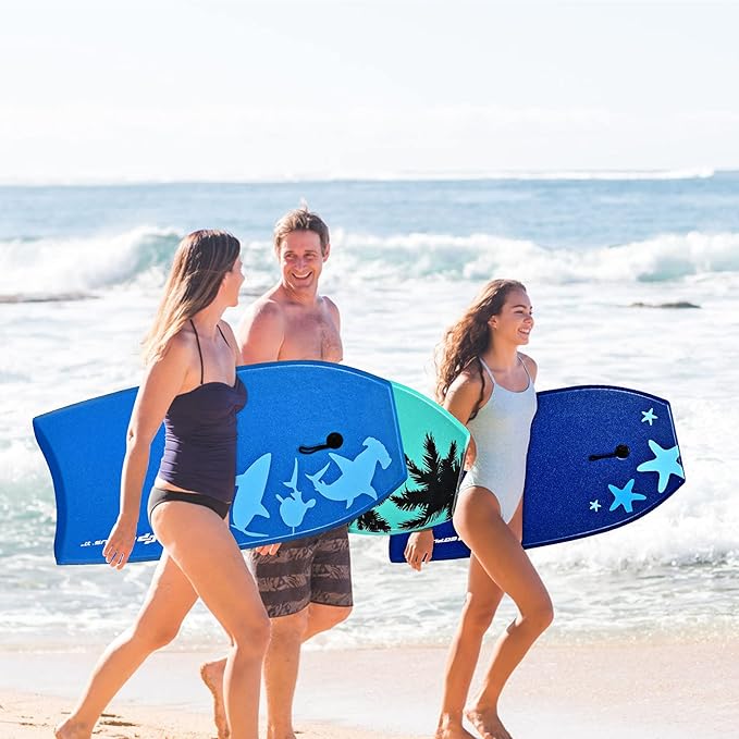 KOTEK 33/37/41 Inch Body Board with Wrist Leash, EPS Core, Dual Channel, HDPE Slick Bottom, Bodyboard for All Skill Levels & Wave Conditions-StrideForce Fitness