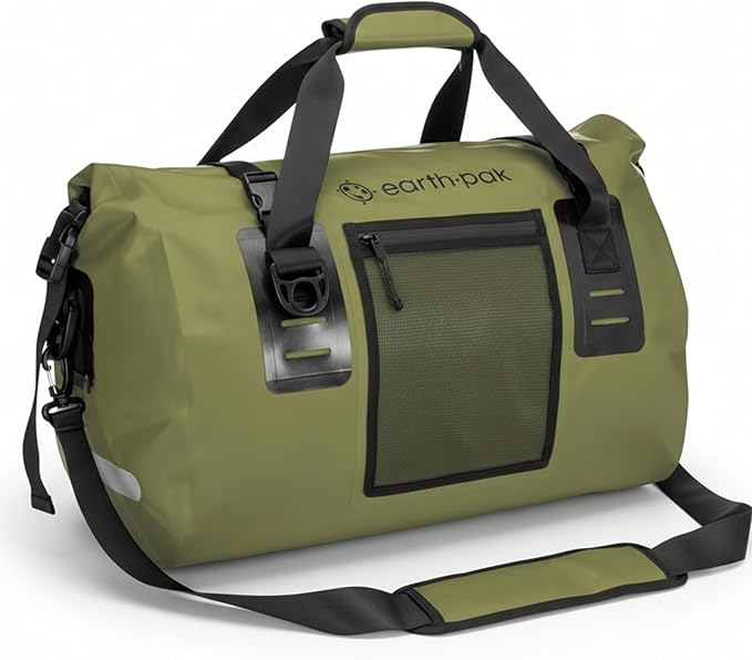 Earth Pak Waterproof Duffel Bag - Heavy Duty Motorcycle Dry Bag with Large Storage Space Perfect for Traveling, Camping, Kayaking, Fishing & Canoeing Bag 50L/70L/90L/120L Sizes-StrideForce Fitness