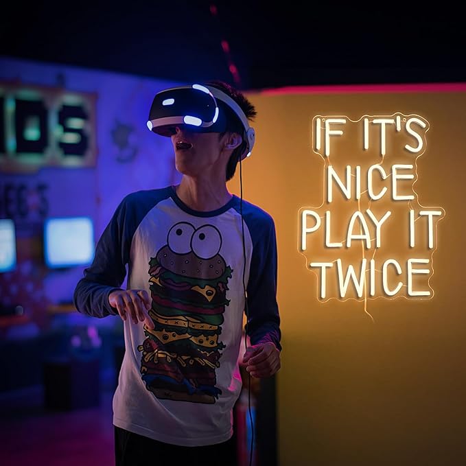 If It’s Nice Play It Twice Neon Sign Warm White Nice LED Light Up Sign for Wall Decor Dimmable USB Powered Letters Neon Light for Game Room Living Room Bar Decor-StrideForce Fitness