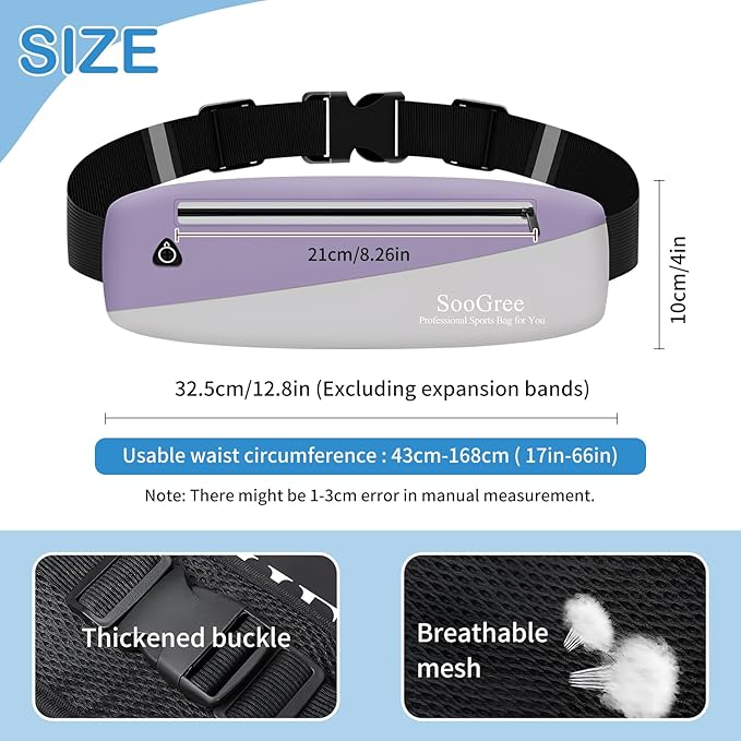 Slim Fanny Packs for Women Men,Waterproof Waist Pack with Reflective Strip Adjustable Strap,Running Belt for Sports Workout Cycling Hiking, Casual Hands-Free Wallets Phone Bag (Style 11)-StrideForce Fitness