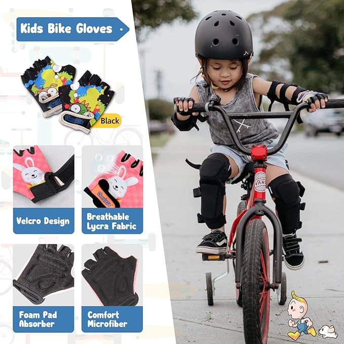 Soft-Style Kids Knee and Elbow Pads with Bike Gloves, Flexible Impact-Resistant Gear for Ages 2-11, Designed for Balance Bikes, Roller-Skating, and Skateboarding-StrideForce Fitness