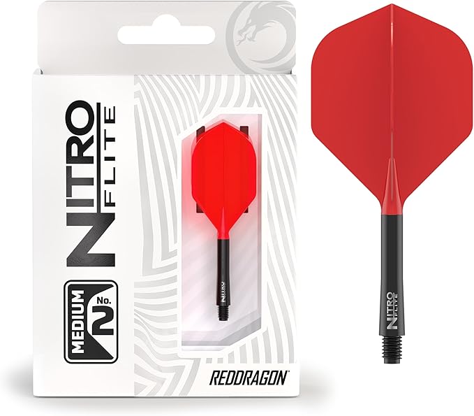 RED DRAGON Darts – Nitro Flite Integrated Flight & Shaft System – No.2 Shape and Design - Available in Short, Intermediate & Medium - Available in Variety of Colours - Professional Darts Accessories-StrideForce Fitness
