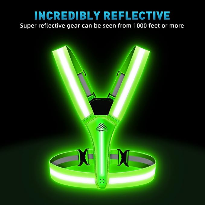 LED Reflective Vest Safety Gear, Light Up Vest for Night Walking Cycling, High Visibility Running Vest with Reflective Strips-StrideForce Fitness