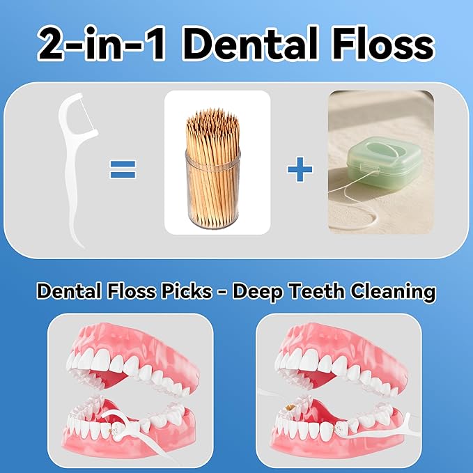 Floss Picks 1000 Count Dental Floss Sticks Gen 3 Bulk Tooth Picks Flossers with Travel Case Toothpicks for Family Restaurant Adults Teeth Cleaning