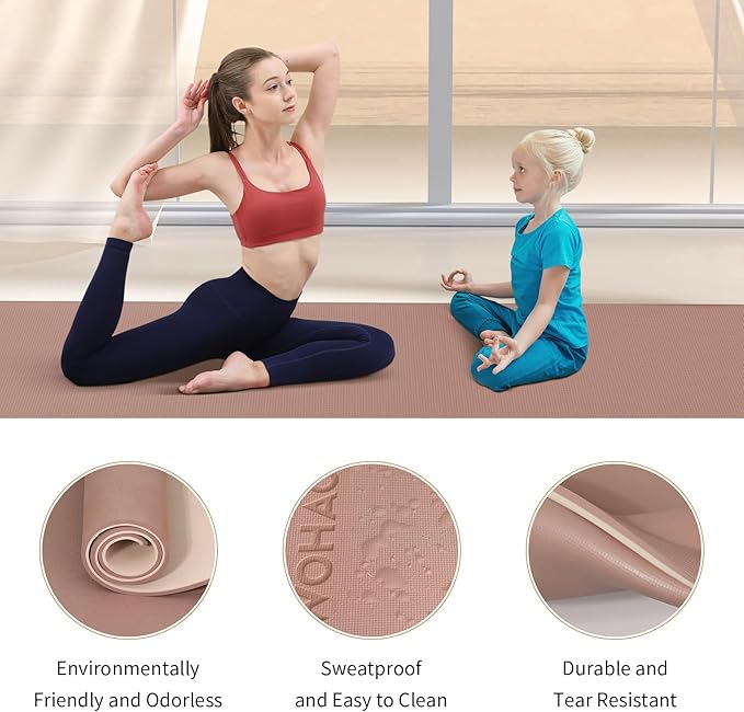 Extra Thick 8mm Yoga Mat, 72"x28" Non Slip Exercise Mat, Reversible 2-Sided Dual Color Premium POE Material, with Carrying Strap for Yoga, Pilates, Home Gym-StrideForce Fitness