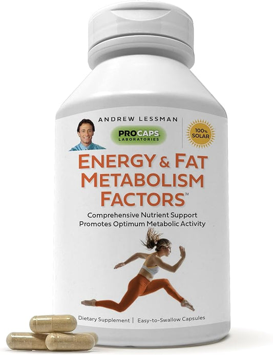 ANDREW LESSMAN Energy and Fat Metabolism Factors - 180 Capsules - Promotes Optimum Fat and Energy Metabolism, with Carnitine, Green Tea, Guarana, Ginseng, B-Complex. Easy to Swallow Capsules-StrideForce Fitness