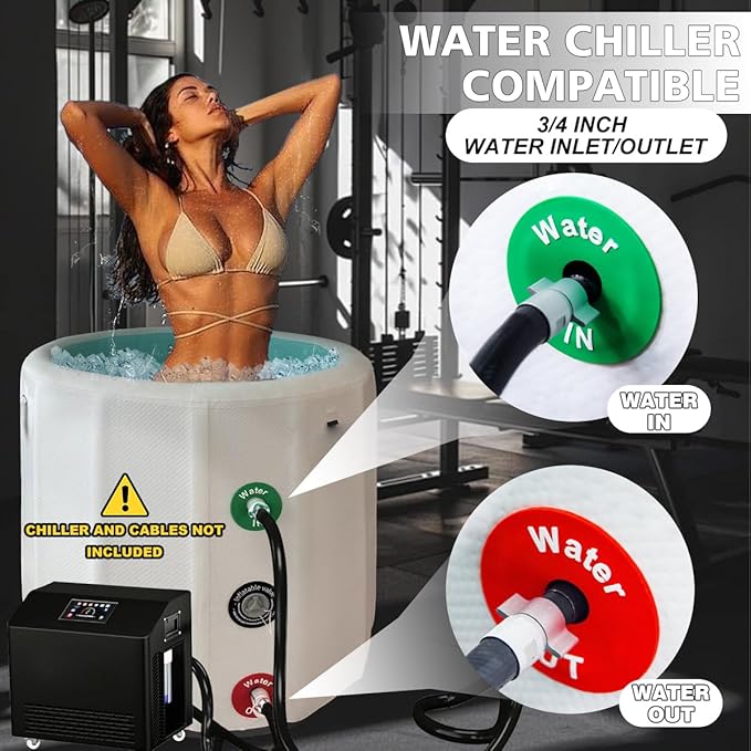 Lumizone Inflatable Cold Plunge Tub 118 Gallons Capacity Ice Bath Portable Ice Bath Tub Compatible With Water Chillers with Lid Drop Stitch PVC Double Layer Seals Oversized for Athletes-StrideForce Fitness