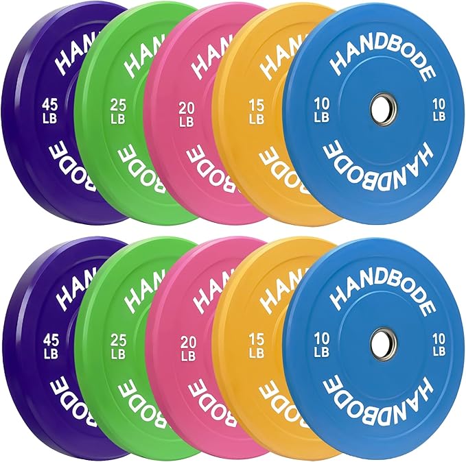 Colored Bumper Weight Plates Olympic Weight Plate Set 2-Inch, 10/15/20/25/35/45/55 lb Barbell Weight Plates Set for Home Gym, Rubber Strength Training Weights Plates for Weight Lifting-StrideForce Fitness