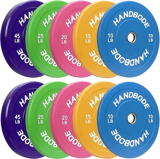 Colored Bumper Weight Plates Olympic Weight Plate Set 2-Inch, 10/15/20/25/35/45/55 lb Barbell Weight Plates Set for Home Gym, Rubber Strength Training Weights Plates for Weight Lifting-StrideForce Fitness