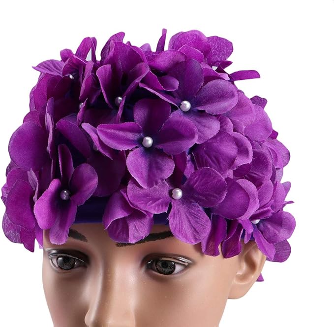WINOMO Fashionable Swim Cap Floral Petal Stylish Swimming Hat Bathing Caps Size L for Women-StrideForce Fitness