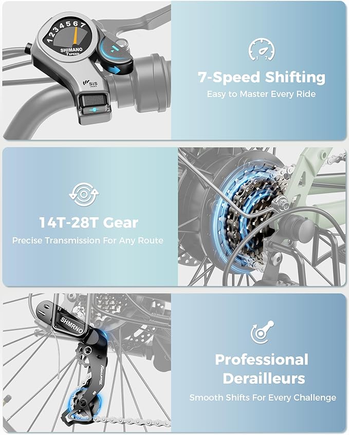 Jasion YC1/ST 26" Electric Bike, 750W Peak Motor, Step-Through Ebike for Adults, 360WH Removable Battery, Up to 40miles, Max 23MPH Urban Commuter E-Bike, 7 Speeds & Front Suspension-StrideForce Fitness