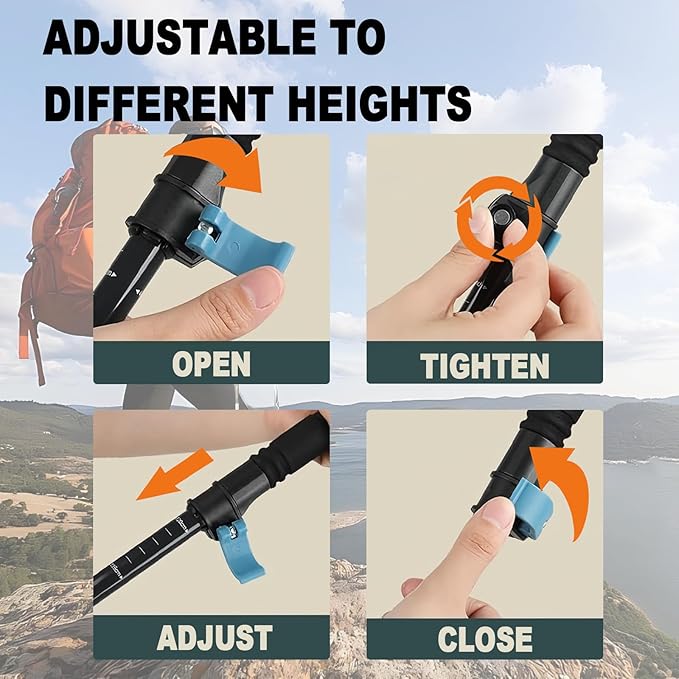 Trekking Poles Lightweight Collapsible Hiking Poles Folding Aluminum Walking Sticks 2 Pack Walking Sticks for Hiking-StrideForce Fitness