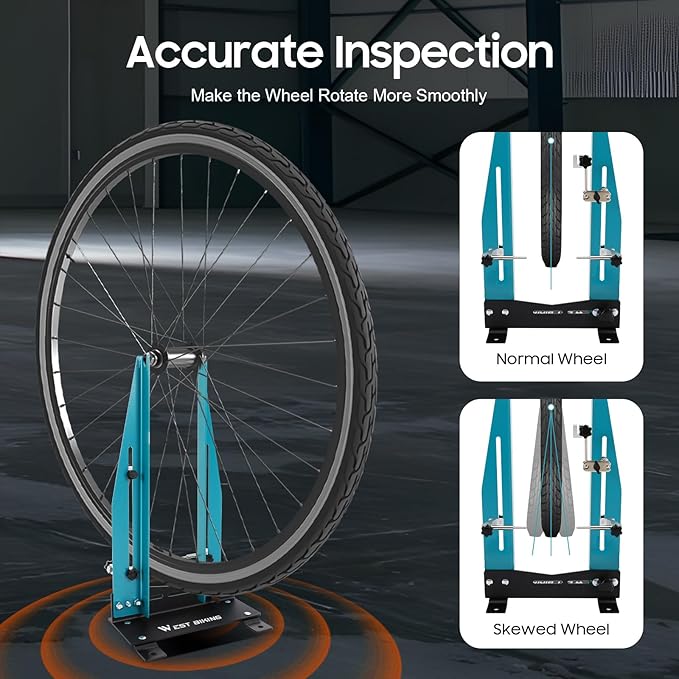 Bicycle Wheel Truing Stand, Bike Repair Truing Bearing Stand with 360° Swivel Dual Adjustment & Thickened Base, Professional Bicycle Wheel Repair Steel Bearing Bracket Rim for Wheels up to 3.5"-5.9"-StrideForce Fitness