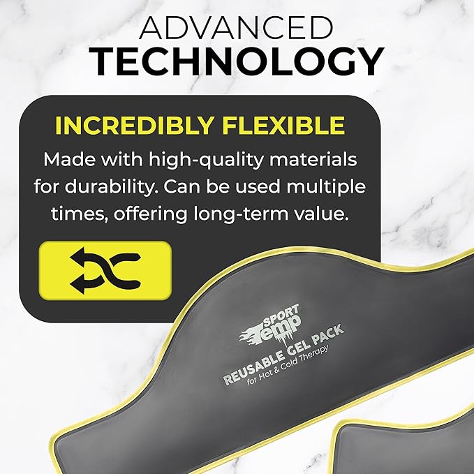Hot & Cold Reusable Gel Pack Wrap for Neck/Shoulder/Back Pain Relief - Flexible Soft Compress - Ice & Heat Therapy for Rotator Cuff, Cervical, Pain, Swelling, Injuries and Surgery - Sport Temp-StrideForce Fitness