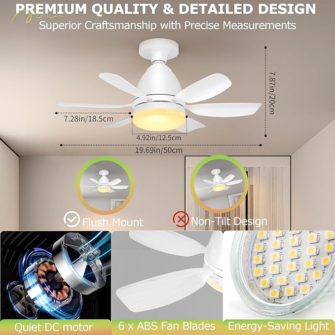 Socket Fan Light Ceiling Fans with Lights and Remote, Dimmable LED 3 Colors 3000K-6500K, 1556 Lumens Light Bulb Screw in Ceiling Fan for Bedroom, Kitchen, Living Room, Closet-StrideForce Fitness