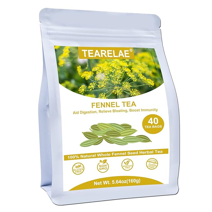 TEARELAE - Fennel Tea - 4g x 40 Count - Whole Fennel Seeds Herbal Tea Bags - Promotes Digestive Health - Non-GMO - Caffeine- Free-StrideForce Fitness