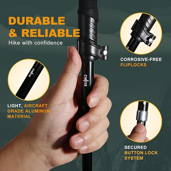 Trekking Poles for Hiking - Walking Sticks for Men, Women, Seniors, 2pc Collapsible Lightweight Aluminum Alloy Hiking Poles for Nordic Walking & Outdoor Adventures-StrideForce Fitness