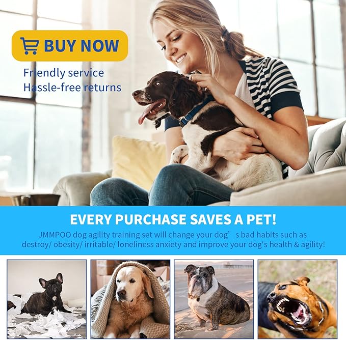 Dog Agility Training Equipment, 72-Piece Obstacle Course Training Starter Kit Indoor Outdoor Game for Dogs with Agility Hurdle, Jump Ring, Weave Poles, Pause Box, Toy Balls and Storage Bag-StrideForce Fitness