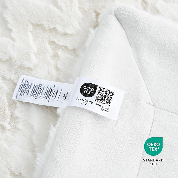 Cozy Bliss Faux Fur Throw Blanket for Couch - Ultra Soft Fuzzy Cozy Throw Gift Blankets for Women,Cream White Boho Blanket for Sofa Bedroom Living Room.50 * 60 Inches-StrideForce Fitness