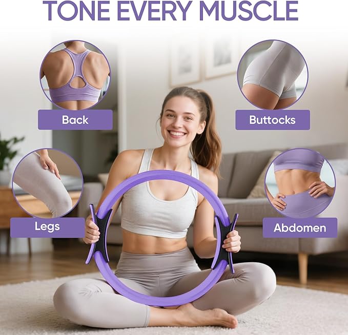 Home Pilates Kit for Women Pilates Equipment Ring and Ball Set Magic Circle Hoop with 5 Resistance Bands Compact Toning Fitness Essentials Starter Set Accessories-StrideForce Fitness