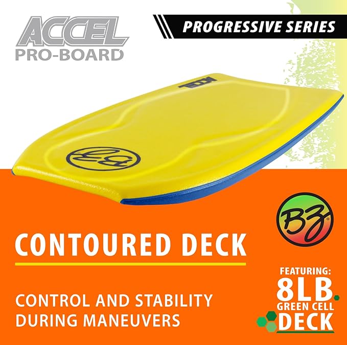 BZ Bodyboards - Accel Pro Board - Crescent Tail, Slick Bulbs, Contoured Deck Cutting Edge, High Performance - Advanced Riders-StrideForce Fitness