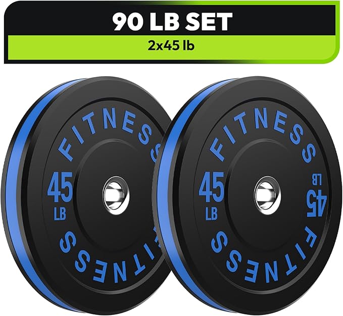 Rubber Weight Plates, Olympic Bumper Plate Set 2-Inch, 45/100 / 160/190 / 260/300 lb Barbell Weights for Home Gym, Colored Standard Strength Training Plates for Weightlifting-StrideForce Fitness