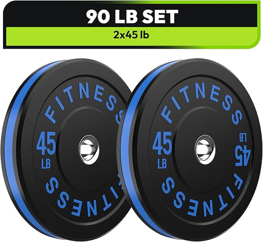 Rubber Weight Plates, Olympic Bumper Plate Set 2-Inch, 45/100 / 160/190 / 260/300 lb Barbell Weights for Home Gym, Colored Standard Strength Training Plates for Weightlifting-StrideForce Fitness