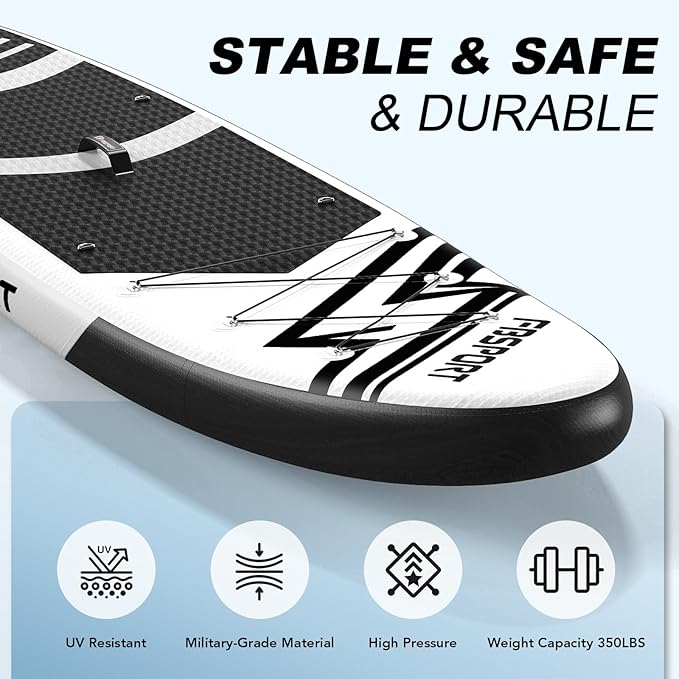 FBSPORT 11' Premium Stand Up Paddle Board, Yoga Board with Durable SUP Accessories & Carry Bag | Wide Stance, Surf Control, Non-Slip Deck, Leash, Paddle and Pump for Youth & Adult-StrideForce Fitness