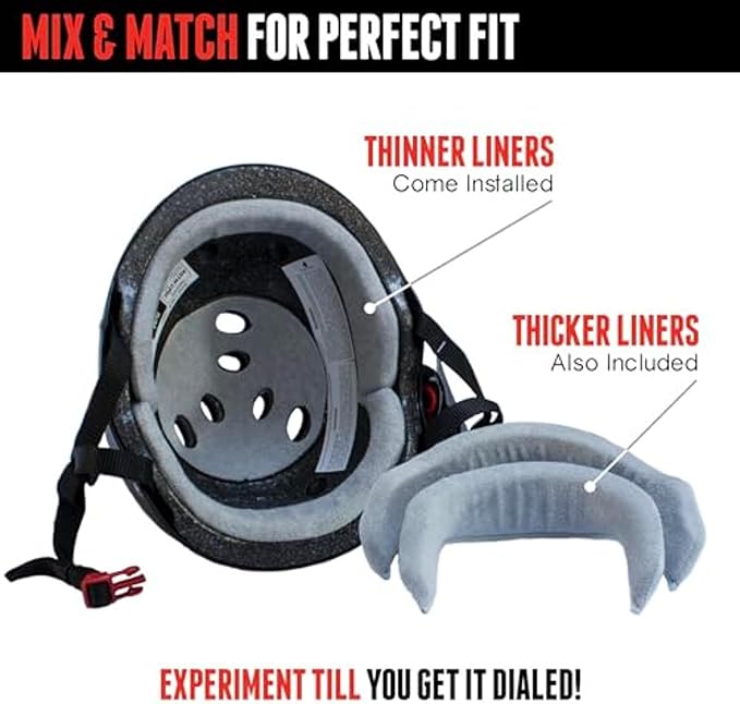 Triple Eight Certified Sweatsaver Helmet for Skateboarding, BMX, Roller Derby, Roller Skating, Inline Skating, Scooter and Bike-StrideForce Fitness