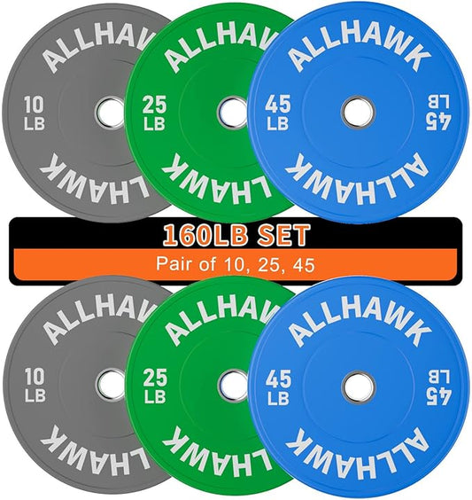 Colored Olympic Weight Plates, 2-inch Rubber Bumper Plate Set for Home Gym Barbell Weight Lifting and Strength Training-StrideForce Fitness