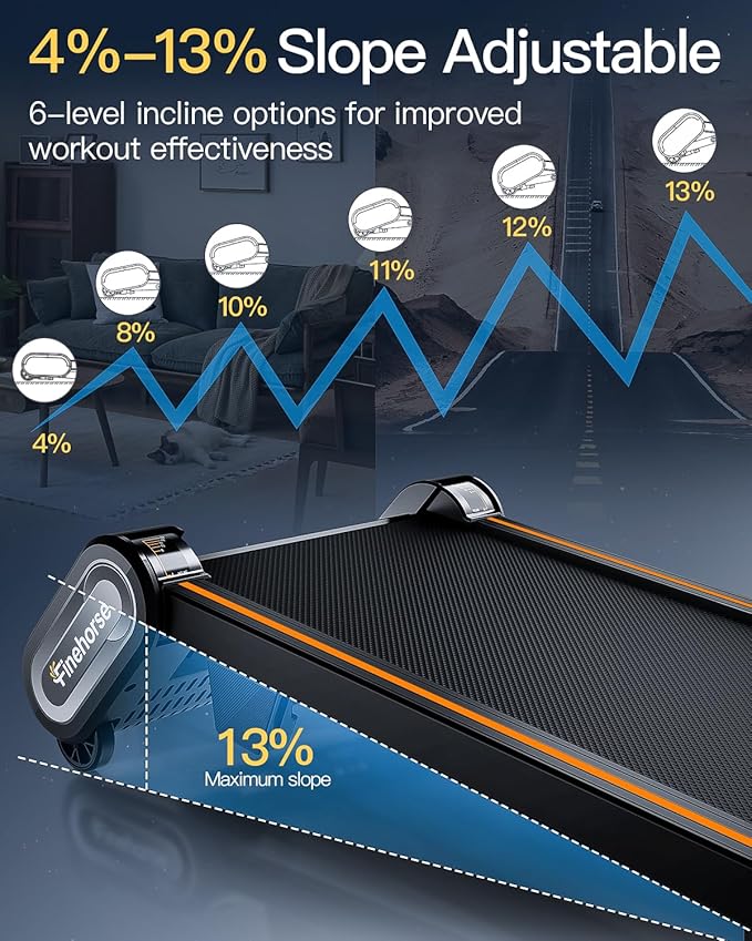 Walking Pad Treadmill with Auto Incline, 6 in 1 Under Desk Treadmill, 6-Level Incline Treadmills, 2.5HP Portable Treadmills for Home with 330LBS Capacity, LED Display, Remote Control-StrideForce Fitness