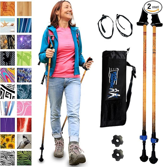 York Nordic Motivator Walking Poles for Balance and Rehab - Patented Stability Grips - Lightweight, Adjustable, and Collapsible - 2 Pieces Adjustable w/flip Locks - Heights 4'6" up to 6'2" - 230 lbs-StrideForce Fitness