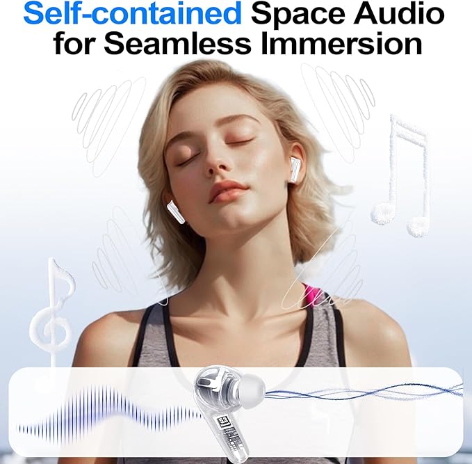 kurdene Wireless Earbuds Bluetooth 5.4 Headphones 60H Playtime Deep Bass Stereo Ear Buds with Mic Comfort Lightweight in Ear Earphones for Workout/Running White-StrideForce Fitness