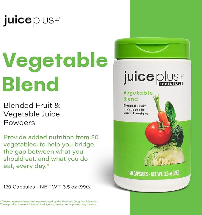 Juice Plus+ Vegetable Blend: with Broccoli, Parsley, Tomato & More - Plant-Based, Vegan, Gluten-Free, Non-GMO, Kosher - for Heart, Immune, Cognitive & Skin Health - 1 Bottle (60 Servings)-StrideForce Fitness