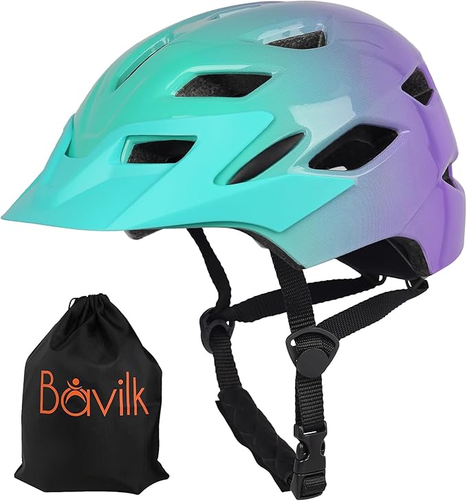 Kids Bike Helmet,Bavilk Kids Boys Girls Bike Helmets with LED Light Detachable Visor Children Youth Teen Multi-Sport for Skating Cycling Scooter Skateboard Adjustable & Lightweight 19.7"-22.4"-StrideForce Fitness