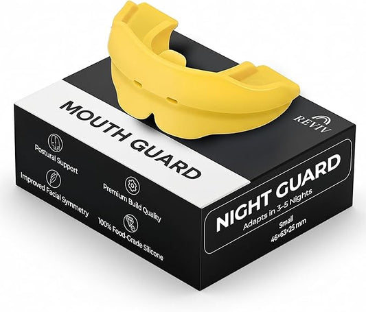Reviv R2 Mouth Guard for Teeth Grinding & Clenching (Medium) – Soft Silicone Night Guard, Pre-Formed Fit, Case Included – for Teens & Small Adult Mouths
