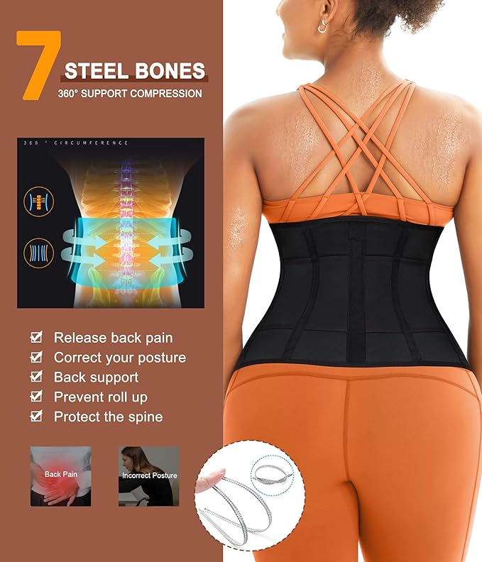 TrainingGirl Waist Trainer for Women Belly Working Out Trimmer Corset Sauna Sweat Belt Band Stomach Wrap Body Shaper Fajas-StrideForce Fitness