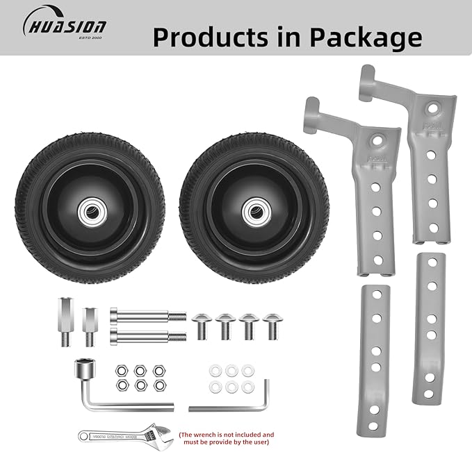 Bicycle Training Wheels for Adults, Fit 24" to 28" Bikes, Steel Construction, Black, 1 Pair - Safe and Stable Learning Training Wheels, Light Gray-StrideForce Fitness