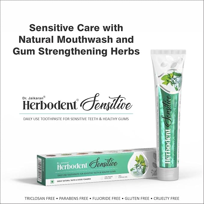 Herbodent® Sensitive Toothpaste - 6.53 Oz Pack of 1 | Enamel Repair & Cavity Protection, Fluoride Free, Sensitive Care with Natural Mouthwash & Gum Strengthening Herbs - Clove, Tomar, Long Pepper...