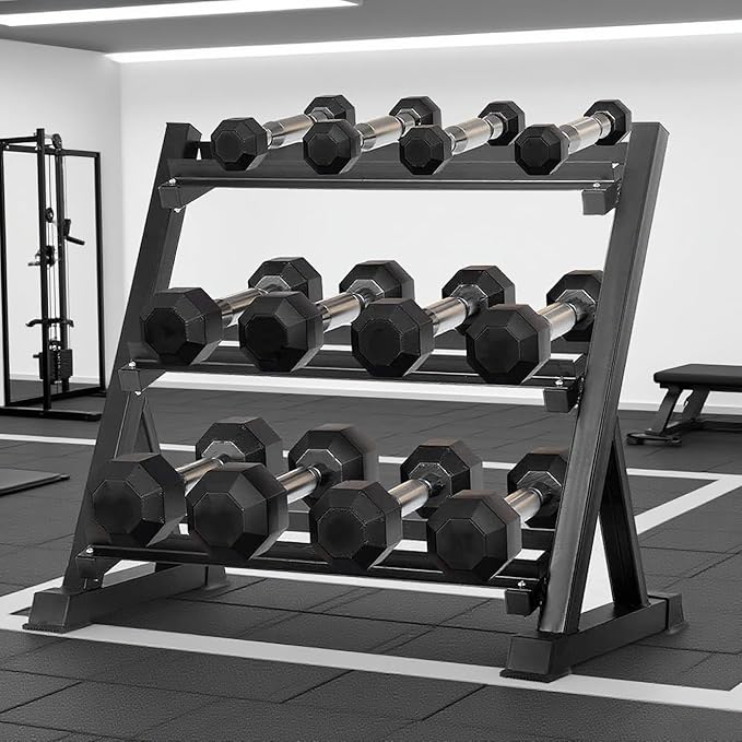 350/450/550 lbs Hex Weight Dumbbell Sets with Rack 5-50 lbs Hand Weights for Strength Training for Home Gyms Men Women Rubber Iron Rubber Coated Exercise & Fitness Muscle-StrideForce Fitness