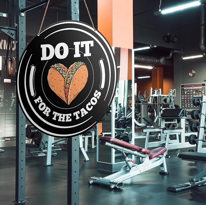 Gym Sign Decor, Home Gym Sign, Workout Room Fitness Room Decor Gym Sign Decoration, Gym Gift for Trainer Exercise Lover, Do It for The Tacos-StrideForce Fitness