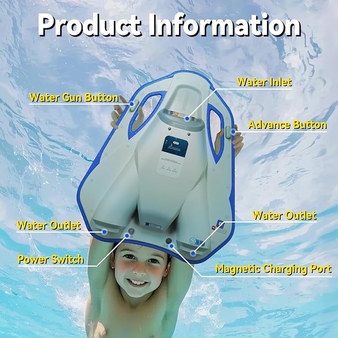Electric Swimming Kickboard for Kids – 2-in-1 Water Jet & Propeller, Water Scooter Float Board for Swim Training, 6.1kgf Thrust, 24V/4.6Ah Battery, 45 Min Runtime, Load 198 lbs, Summer Pool Toy-StrideForce Fitness