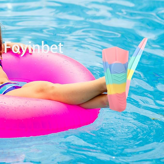 Kids Swim Fins,Short Kids Fins Youth Swimming Flippers for Lap Swimming Training for Children Girls Boys Beginners-StrideForce Fitness