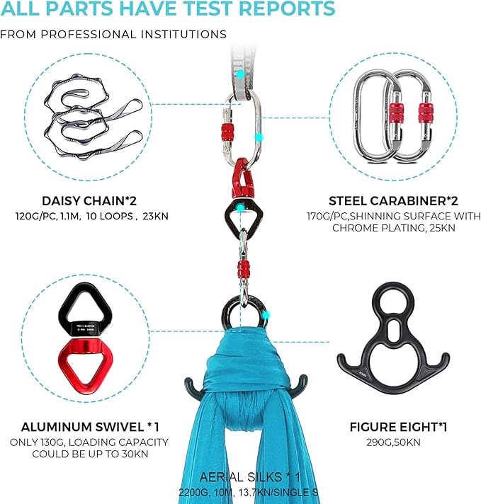 Aerial Silks 11 Yards Aerial Silks For Home Aerial Yoga Swing Aerial Yoga Hammock Swing Aerial Silk For Gymnastics-StrideForce Fitness