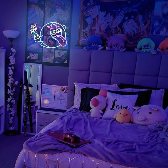Ghost Neon Sign for Wall Decor Ghost Face Neon Light Gaming Led Neon Signs Colorful LED Neon Lights for Gaming Zone Man Cave Bedroom Decoration-StrideForce Fitness